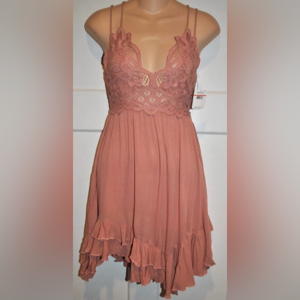 FREE PEOPLE Intimately Adella Slip Short Dress Rose size XS NWT